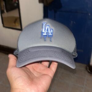 LA drip trucker hat custom embroidery